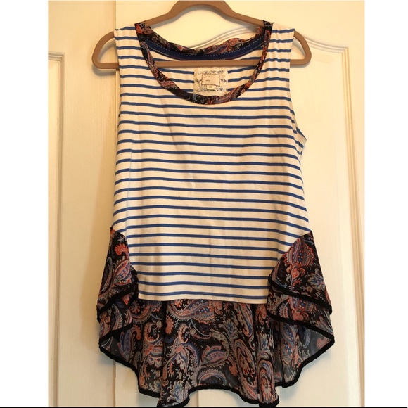Anthropologie striped blouse with chiffon trim - Picture 2 of 5